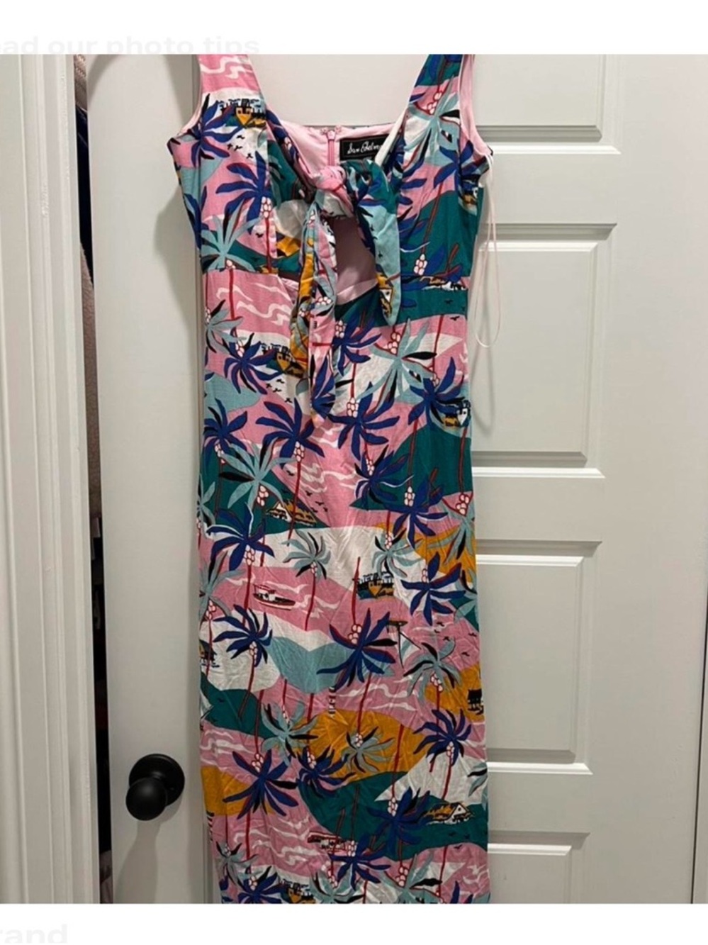 Tropical Tie-Front Maxi Dress in Pink & Teal